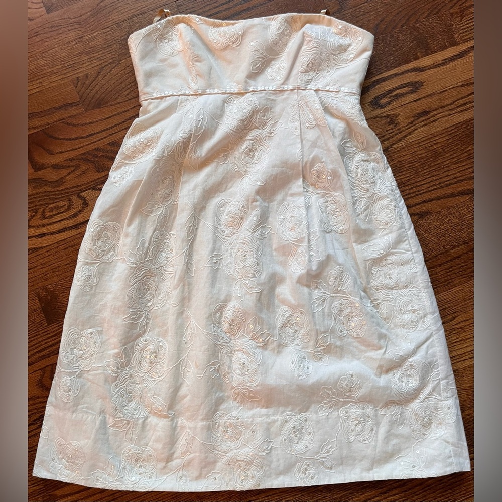 BCBGMaxAzria Cream and Tan Dress